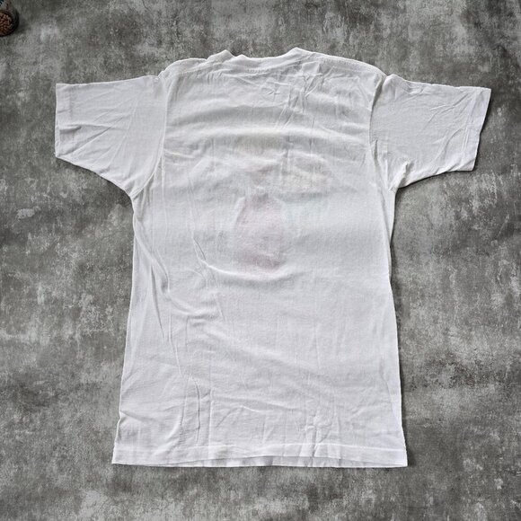 vintage 80's | graphic print white single stitch retro t-shirt | WMS M - Picture 7 of 8